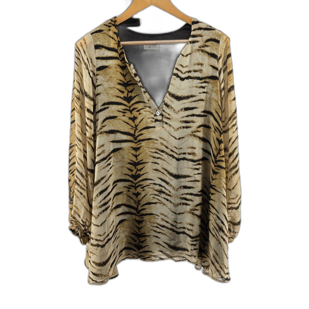 Show Me Your MuMu Tiger Striped V-Neck Tunic Size M Medium Women's